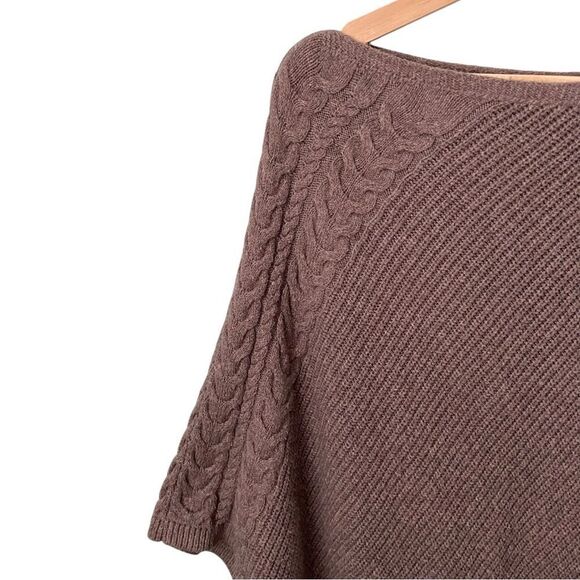 J Jill Poncho Heather Mocha Cable Ribbed Knit Cape Pullover One Size - Picture 5 of 8
